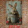 D Flat Couple Easter Iron Metal Sign  Vintage Retro Bunny Poster X Inch for Cafe Kitchen Easter Party