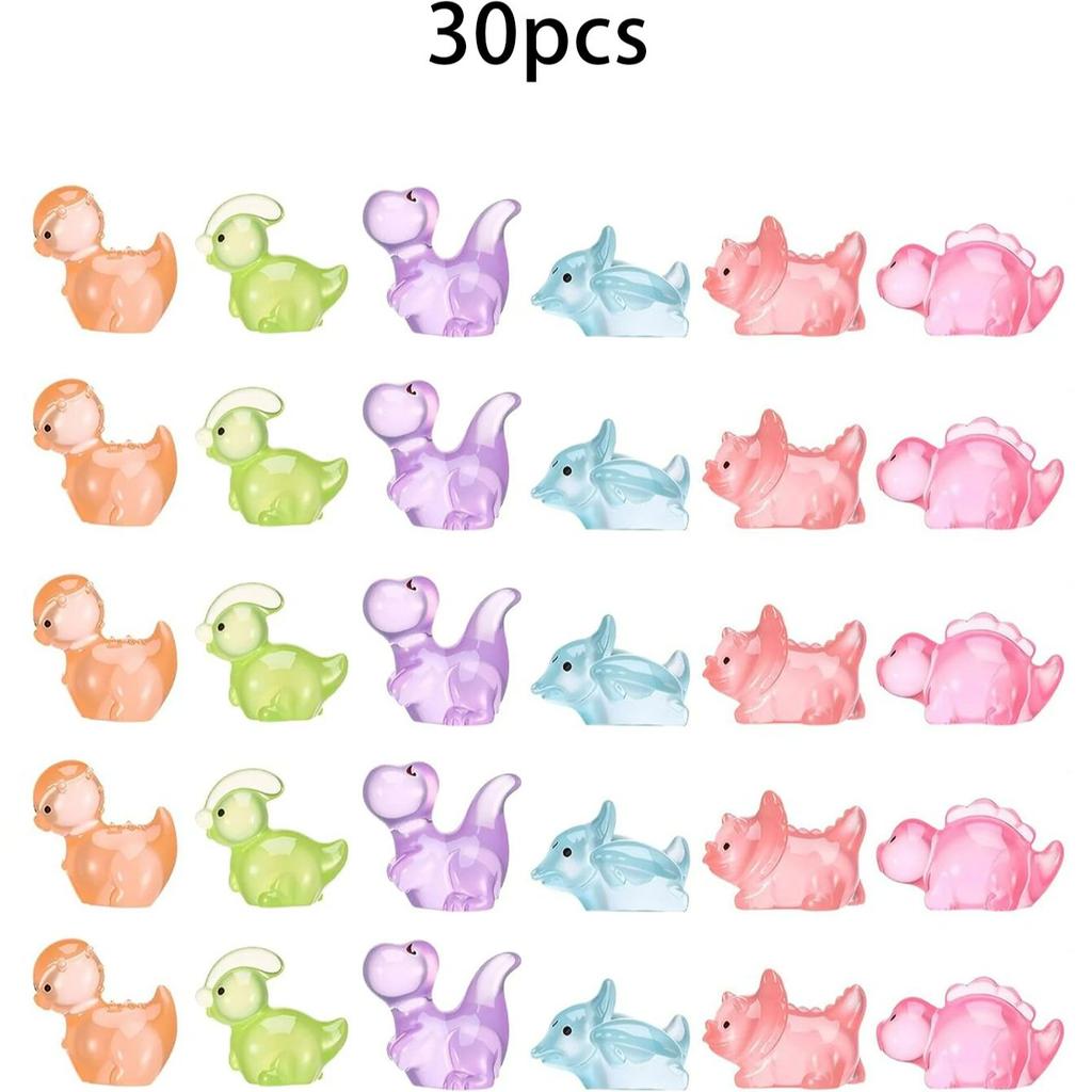 Netoxické 20ks Svítící Figurky Dinosaura Svítí ve Tmě Mini Pryskyřičná Zvířátka Pro Dekoraci Pohádkové Zahrady Dárek