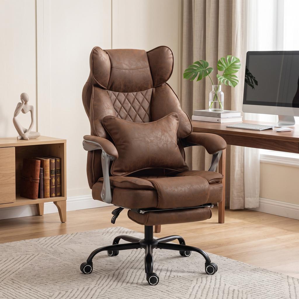 Executive Office Chair Leathaire Big And Tall Office Chair 180 Kg With Wide Seat Reclining Lumbar Support Brown