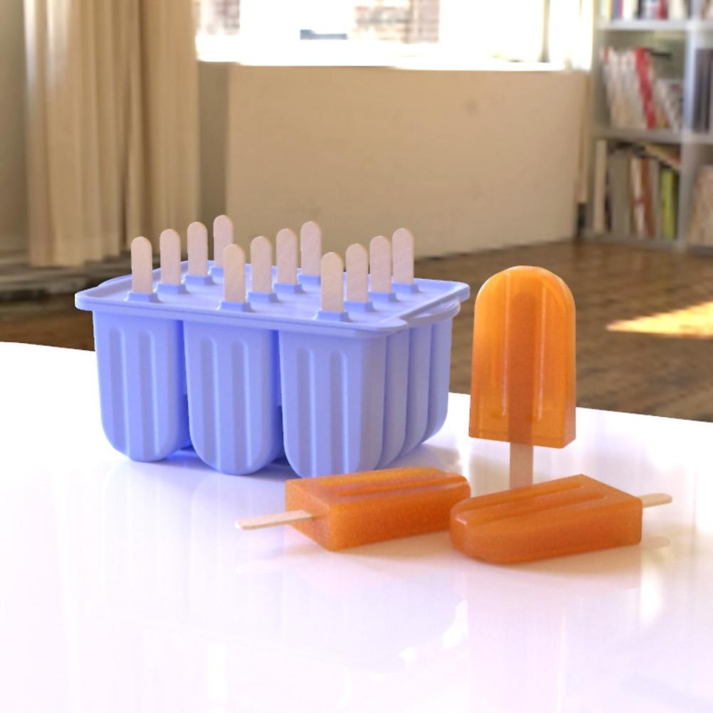 12 Cavity Silicone Popsicle Mold With Lid DIY Ice Cream Lollipop Maker