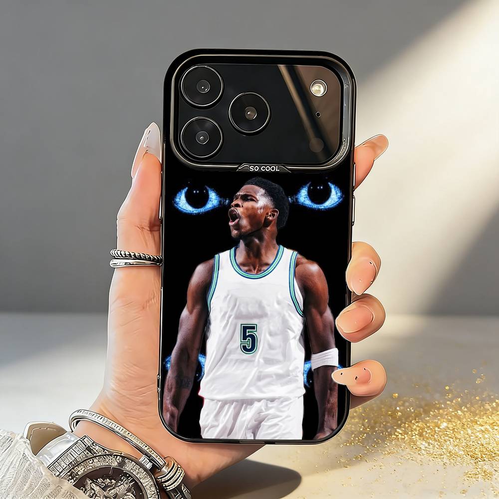 

A-Anthony E-Edwards B-Basketball Phone Case For iPhone17,16,15,14,13,12,11,Pro,MAX Gray Matte Silicone Black Cover iPhone12PROMAX