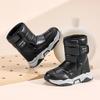 New Kids Snow Boots Winter High-top Warm Cotton Shoes for Children Boys Girls Warm Plush Lining Ankle Boots Anti-skid Waterproof