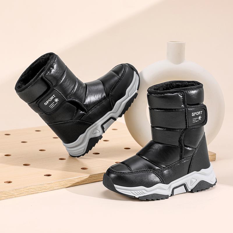 New Kids Snow Boots Winter High-top Warm Cotton Shoes for Children Boys Girls Warm Plush Lining Ankle Boots Anti-skid Waterproof