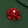 Spilla a forma di peonia rossa, spilla atmosferica di lusso squisita da donna, spilla da abito, spilla da cappotto, accessori di alta gamma.