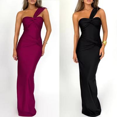 Spring New Arrival Women's Sexy Strapless Solid Color Patchwork Bodycon Slim Fit Hip Wrap Dress for European and American Leisure Trade