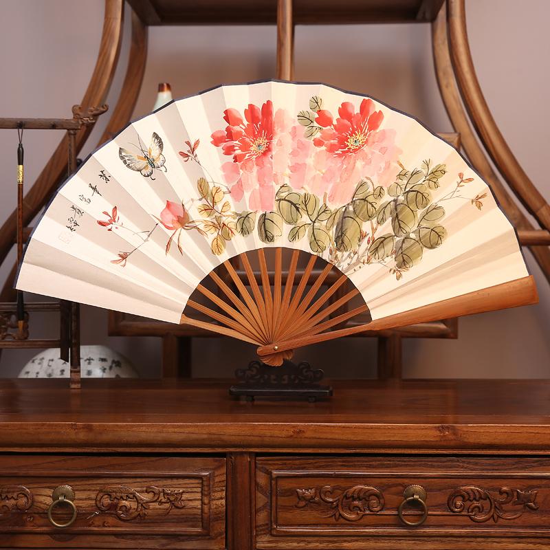 

Мужской декоративный большой складной веер ,Натуральный бамбук и деревянная бумажная поверхность, Высококачественный уличный домашний декор, подарки, ручной веер