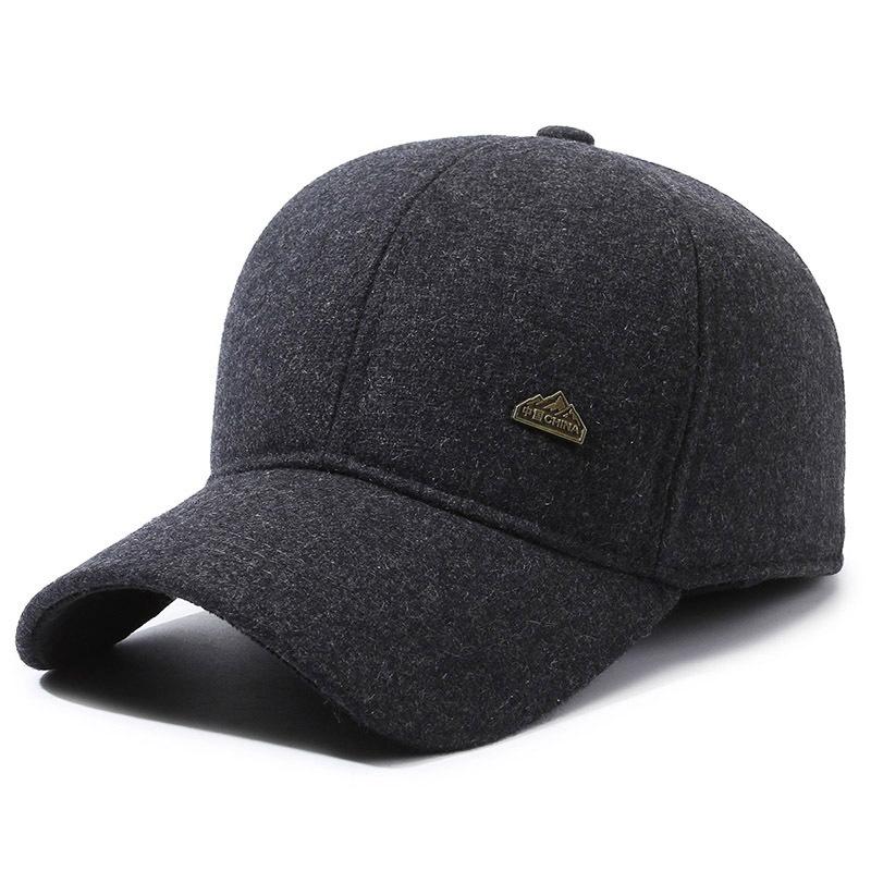 Autumn Winter Middle-Aged Baseball Cap Men's Cotton Cap Thick Ear Protection Cap Peak Cap