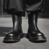 Men's Casual Stage Nightclub Original Leather Boots Black Stylish Platform Shoes Cowboy Spring Autumn Boot Cool Chelsea Botas