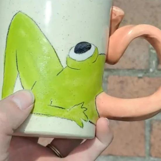 3D Frog Tongue Mug Novelty Coffee Cup with Playful Tongue Handle Whimsical Animal-Themed Drinkware for Tea Cocoa