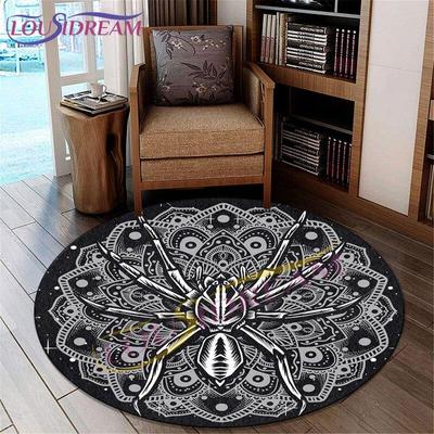 Gothic Mandala Mystische Spinne Runder Teppich Mystery Dämonischer Runder Teppich Goth Hexe Home Decor Emo Zimmer Teppich Hexerei Matte