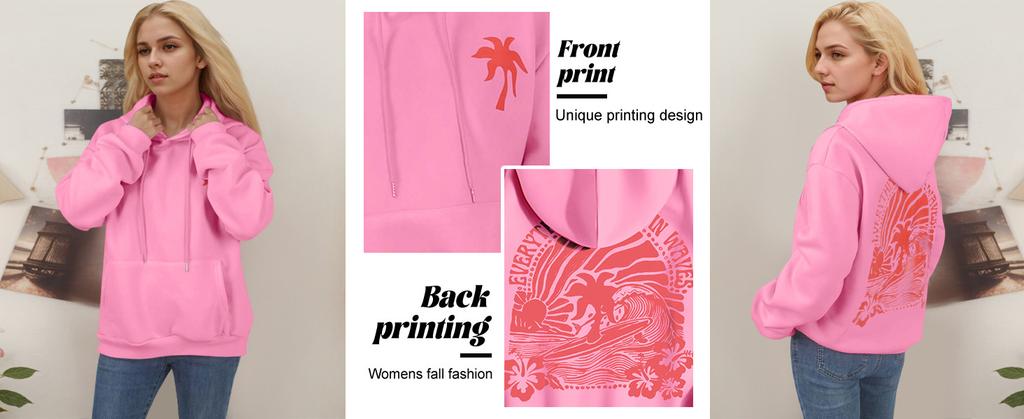 Women's Fashion Women's Lightweight Long Sleeve Pullover With Pockets Preppy Graphic Hoodie