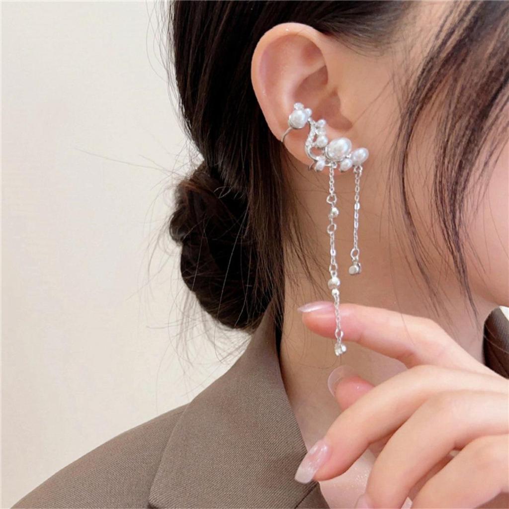 Elegant Long Tassel Pearl Earrings – High-End Women's Fashion Ear Cuffs with Sweet, Individual Style