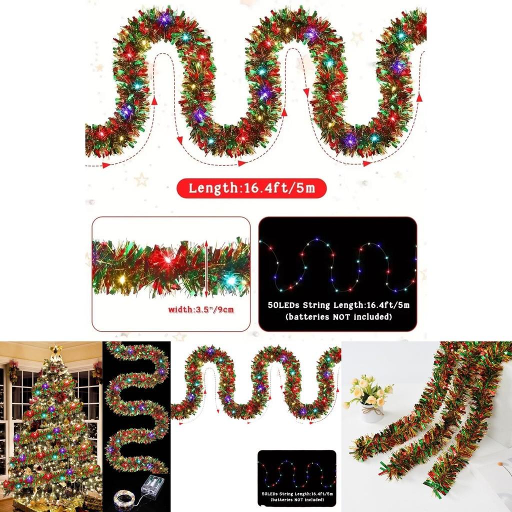 Colorful Pvc Christmas Decoration Garland For Holiday Party Atmosphere 500cm Length