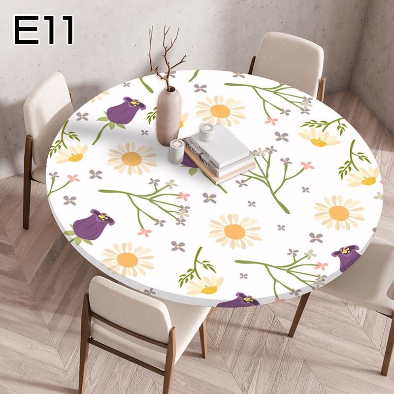 1PC Waterproof Floral Tablecloth Round Fitted Elastic Edged Tablecloth Picnic Table Cover Farmhouse Decorations Picnic Kitchen