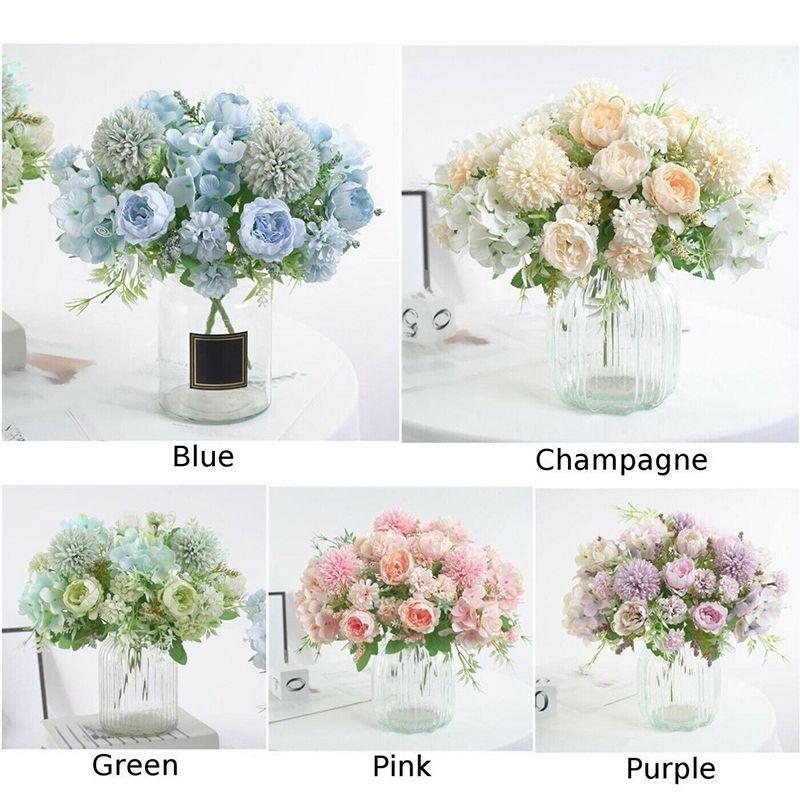 Exquisite 7 Heads Artificial Fake Silk Flowers Rose Peony Bunch For Elegant Home Decor