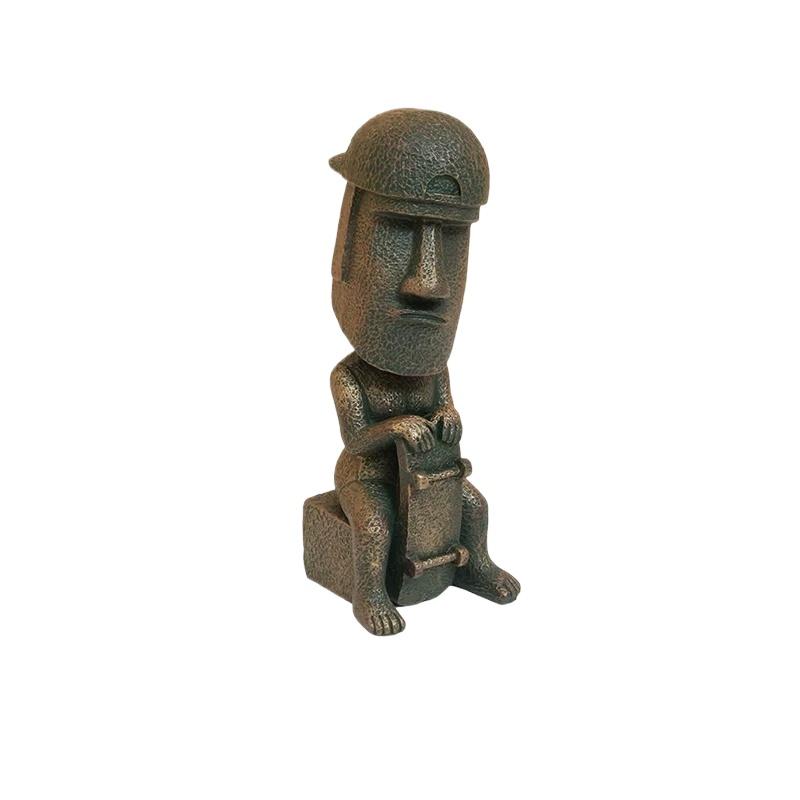 Moai Statue Mini Figure Set Easter Island Stone Sculpture Cute Abstract Desk Office Decor Collectible Gift For Fans