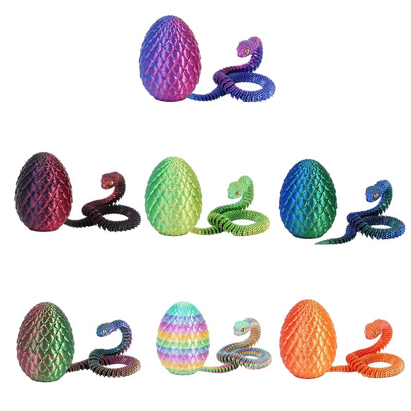 30cm 3D Printed Snake With 8.5cm Egg Mobility Simulate Snake Ornament Cool Funny Figurine For Home Office Desktop Home Decor