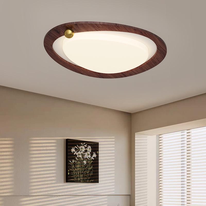 Chinese Style Retro Walnut Ceiling Light - Full Spectrum Eye Protection for Living Room & Study