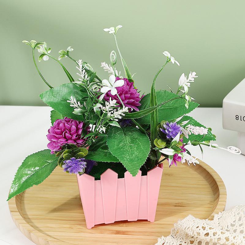 Plastics Small Simulated Hydrangeamacrophyllas Fence Artificial Potted Flowers