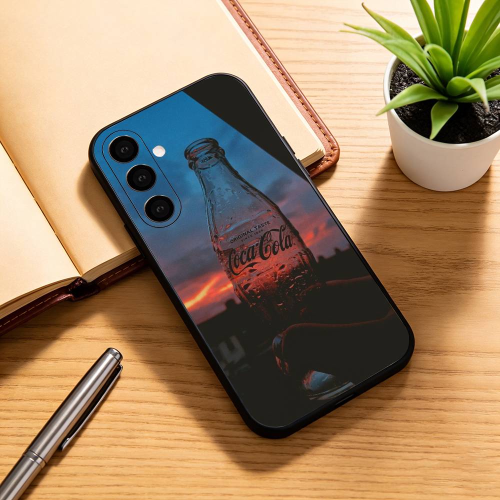 

CocaS-S Fashion C-Cola Phone Case Black Silicone Soft For Samsung Galaxy A73,A72,A71,A70,A53,A52,A51 Samsung a70