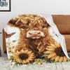 Cozy Highland Cow Print Flannel Throw Blanket, Soft, Warm,Office, and Travel, Multi-purpose All Season Gift Blanket For Family