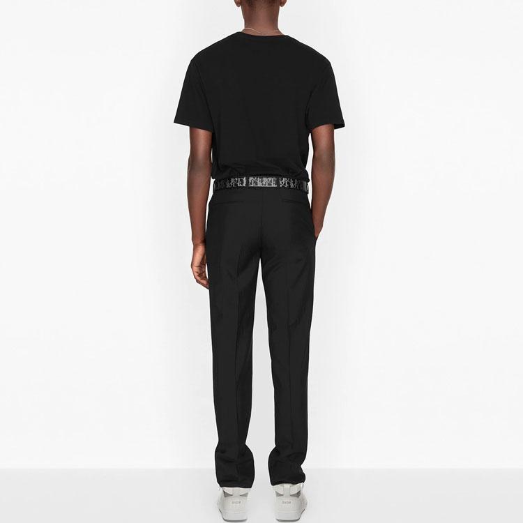 DIOR CD Icon Logo Embroidered Short-Sleeved Black Men's 013J600A0589-C989