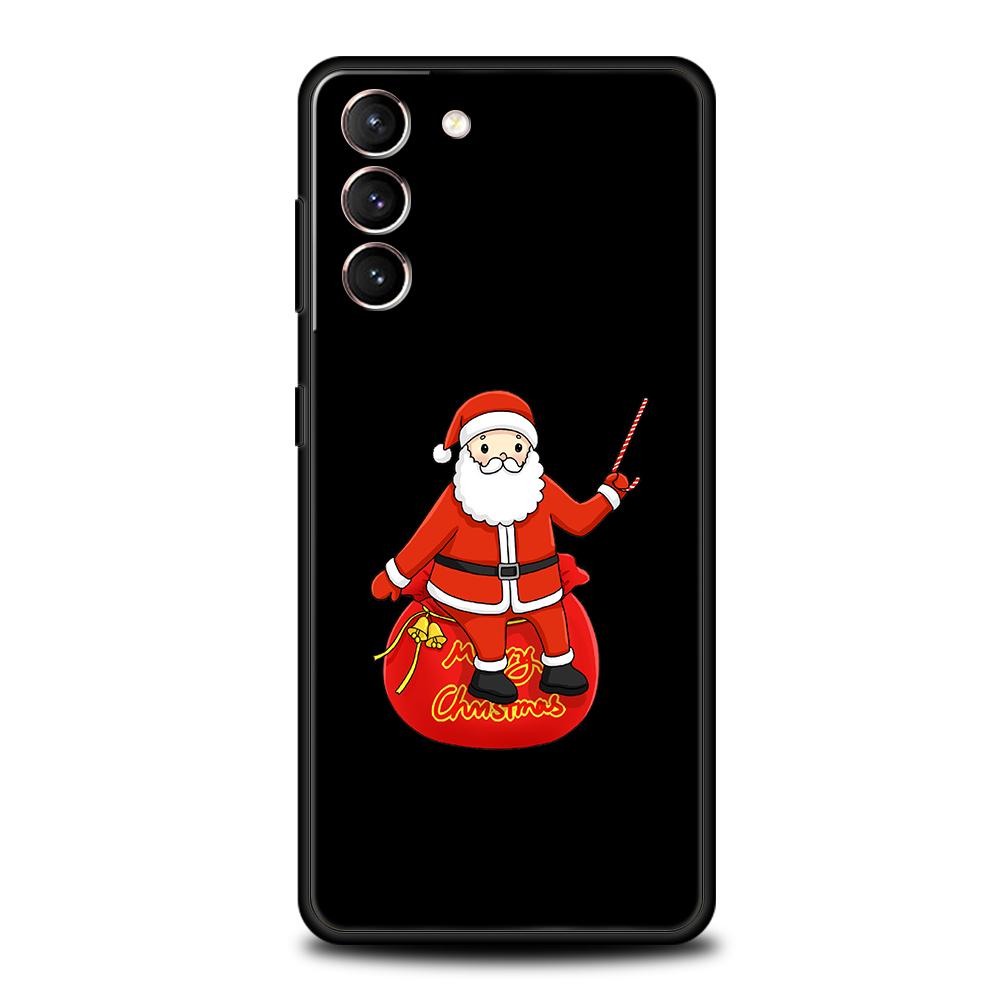 Christmas Santa Claus Phone Case For Samsung Galaxy S24 S23 Ultra S22 S21 S20 FE 5G S10 S10E S9 Plus S8 Silicone Black Cover