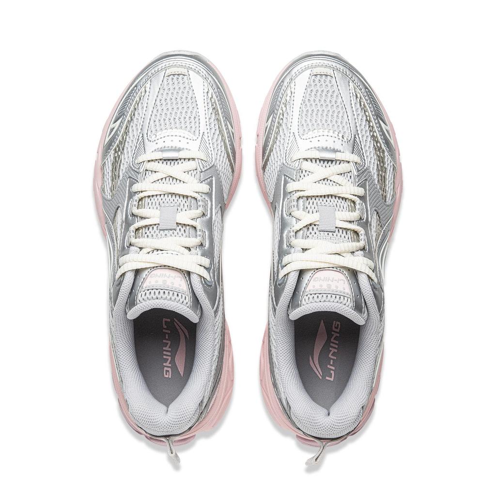 Li Ning Fuyao 2.0 Fabric Slip Resistant Abrasion Resistant Support Low top Running Shoes Women's Silver Pink ARXU002-12