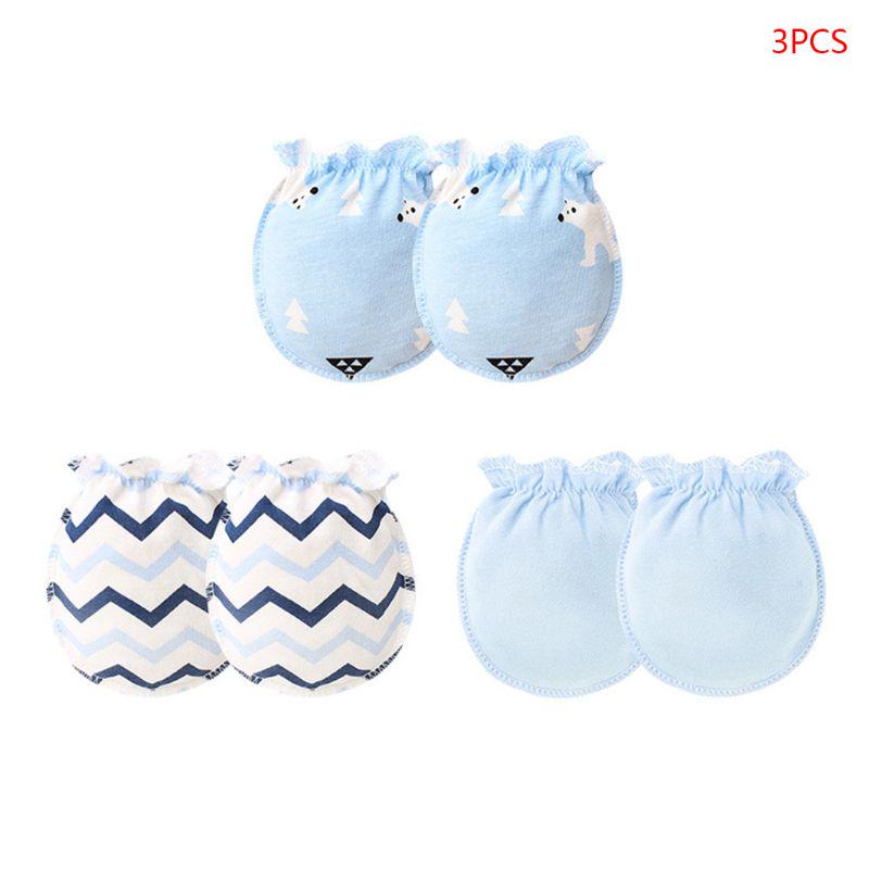 3Pairs Fashion Baby Anti Scratching Gloves Newborn Protection Face Cotton Scratch Mittens