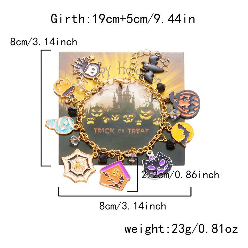 Halloween-Serie Fliegende Katze Skelett Geist Anhänger Armbänder für Damen Handgemacht Dicke Kette Charm-Armband Party Schmuck Geschenke