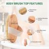 Soft Wood Body Brush Long-Round Bath Brush for Skin Scrubbing Dry Body Brush for Bathroom Use