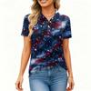 Women's Fashion Casual Lapel Short Sleeve Printed Shirt Women's Button Up Tops