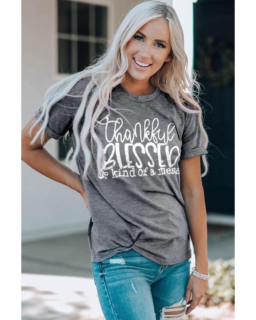 Azura Exchange BLESSED Graphic Print Crew Neck T-Shirt