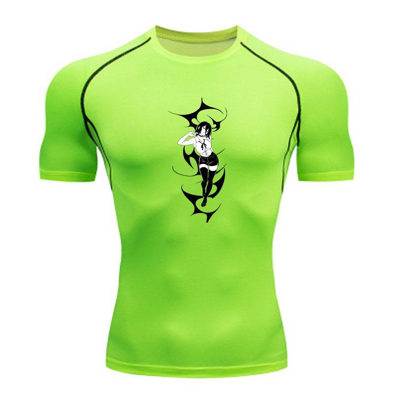 Men's Compression Fitness Sports T-shirt, Casual Anime Girl