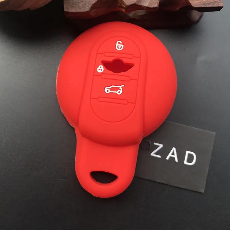 

ZAD Silicone car Key cover Case fob set cup Bag Fit for BMW MINI Cooper 2014 2015 f55 f56 3button key красный