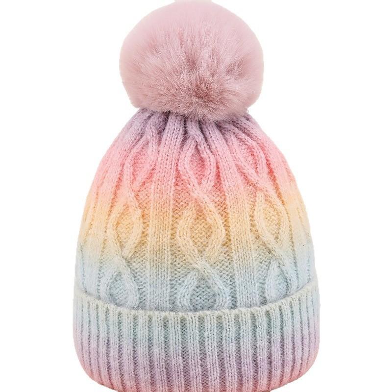 Wintermütze Kinder Winter Neu Samt Outdoor Thermomütze Batik Farbverlauf Wollmütze