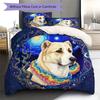 RainbowPuppy Pattern Bedding Quilt Set Quilt Cover Pillowcase Home Decoration Birthday Gift (1 * duvet cover + 2 * pillowcase, without core)