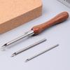 Wood Handle Embroidery Pen with 3 Punching Needle Head and Needle Threader for Hobbyists Embroidery Stitching Craft