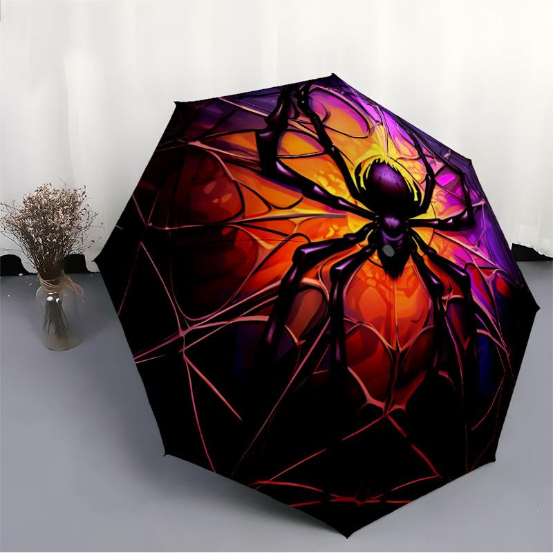 1pc Spider Web Automatic Folding Umbrella   Compact 8 Rib Design, Durable Iron Frame for Travel, Outdoor,  A0920085