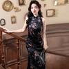 Black Neck Fish Tail National Style New Chinese Long Improved Cheongsam 1011 New Women's High-end Evening Dress Summer