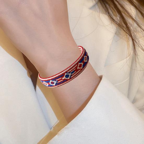 Woven Bracelet Handcrafted Red White Blue Patriotic Bracelet Adjustable American Flag Bracelet 4th of July Jewelry