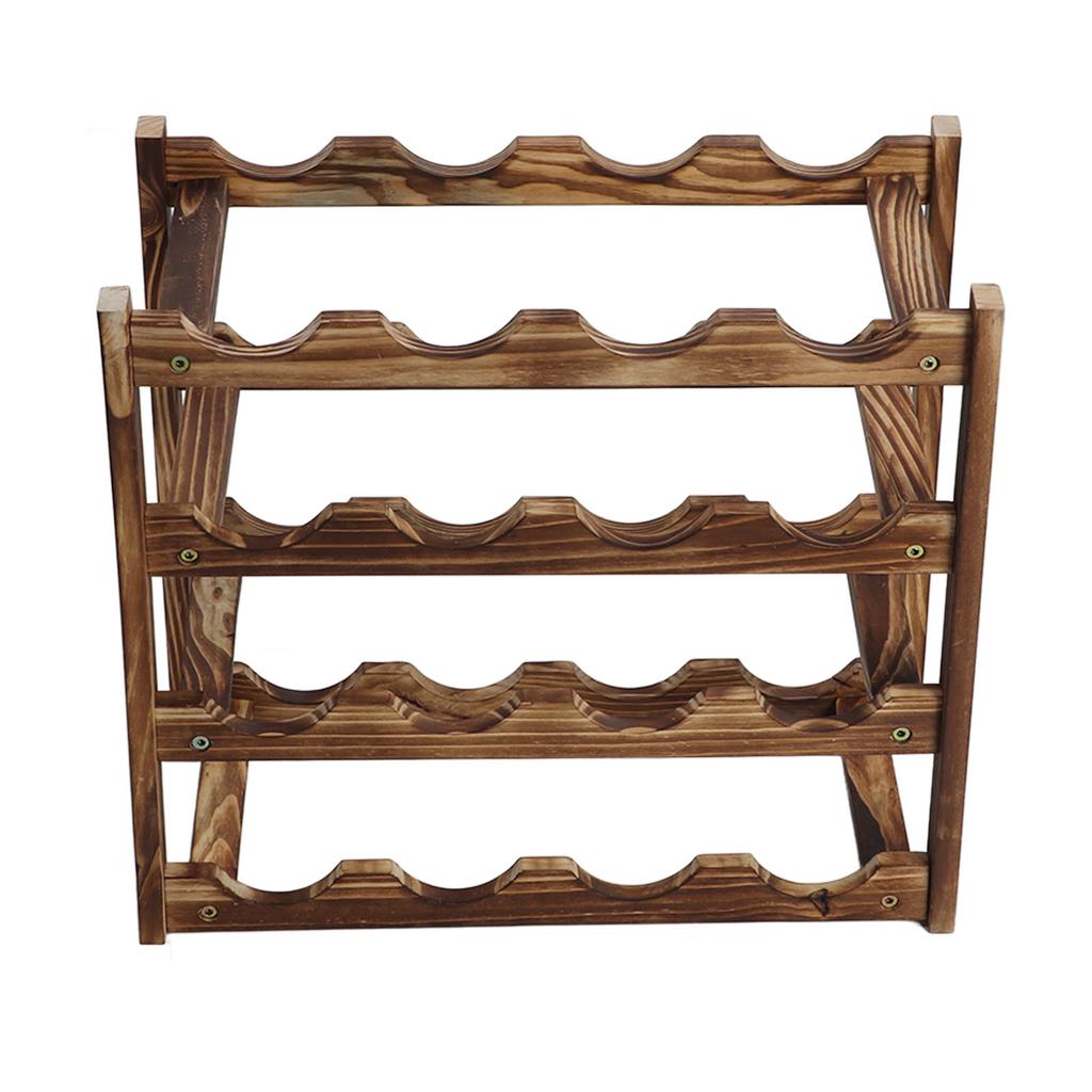 Wine Rack Pine Wood Wine Bottle Storage Shelf Display Organizer Decor for Countertop Home 4 Layer