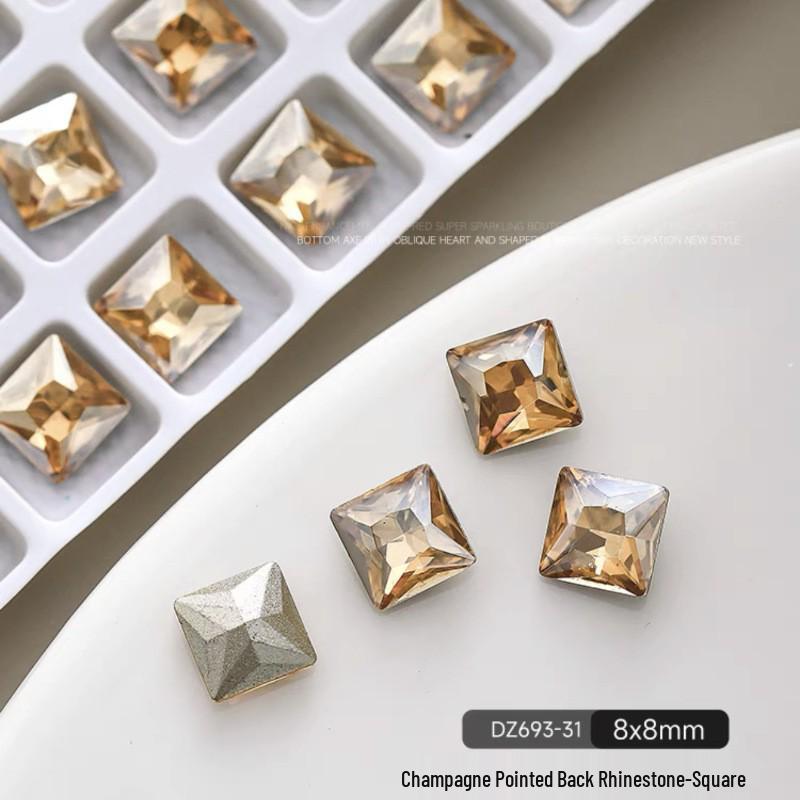K9 Champagne Nail Art Rhinestone Jewelry - High Quality Irregular Crystal, Fat Square, Water Drop, Heart-Shaped Decorations