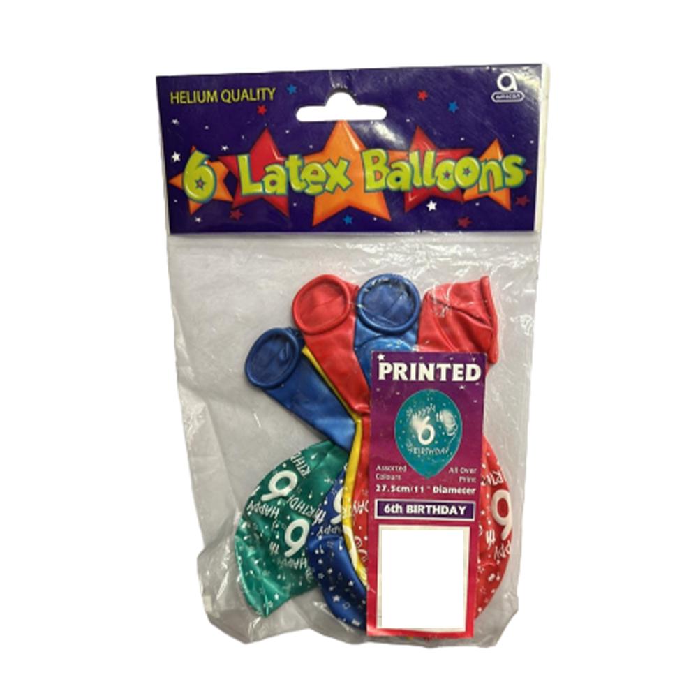 Amscan Happy Latex 6th Birthday Balloon (Pack of 6)
