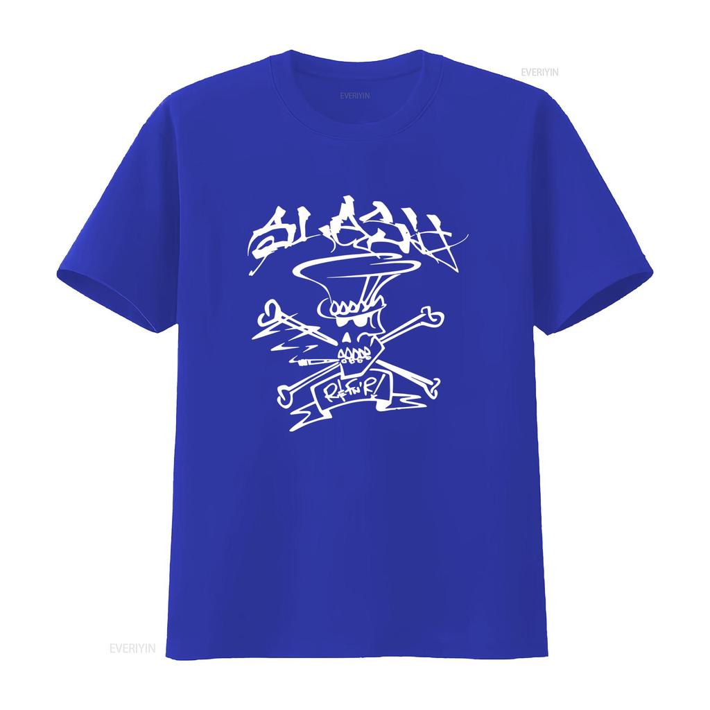 Slash Skull Crossbone Drawing R FNR Mens Heavy Metal Music Merch T Shirt Vintage Washed Casual Stretched Unisex Versatile