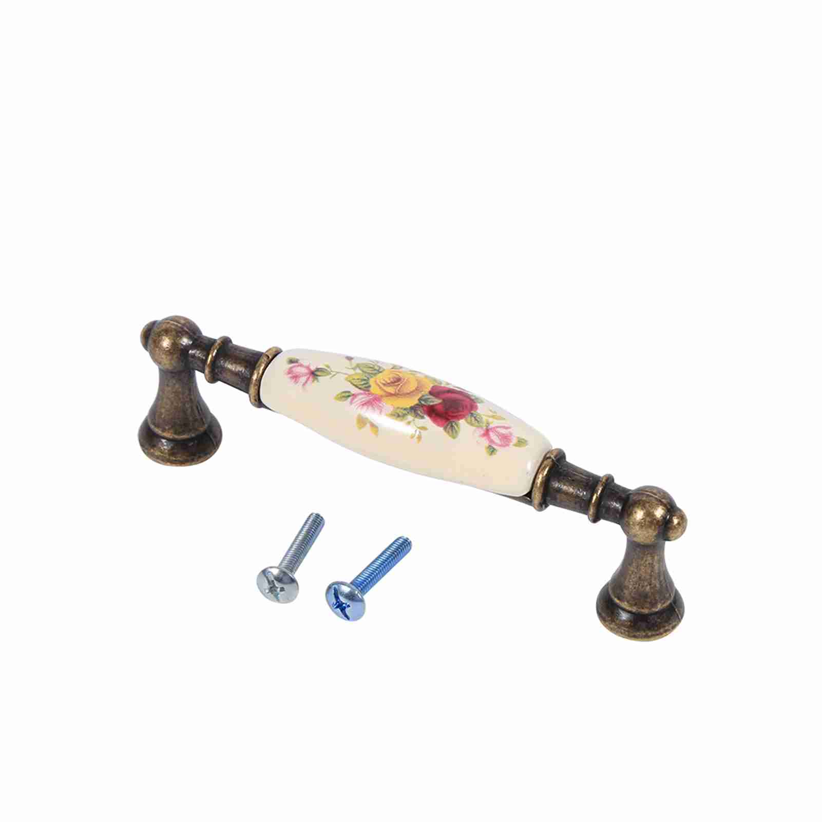 Mfyspace Bronze Vintage Flower Ceramic Diy Door Handles Cabinet Cupboard Drawer Knobs Pull 2#