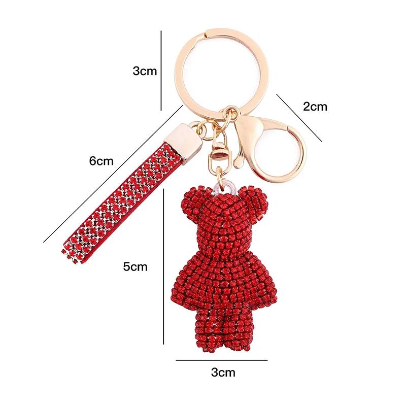 1PC Bag Pendant Personalized And Creative Boutique 5cm Cute Bear Keychain Inlaid With Artificial Diamond Car Keyring