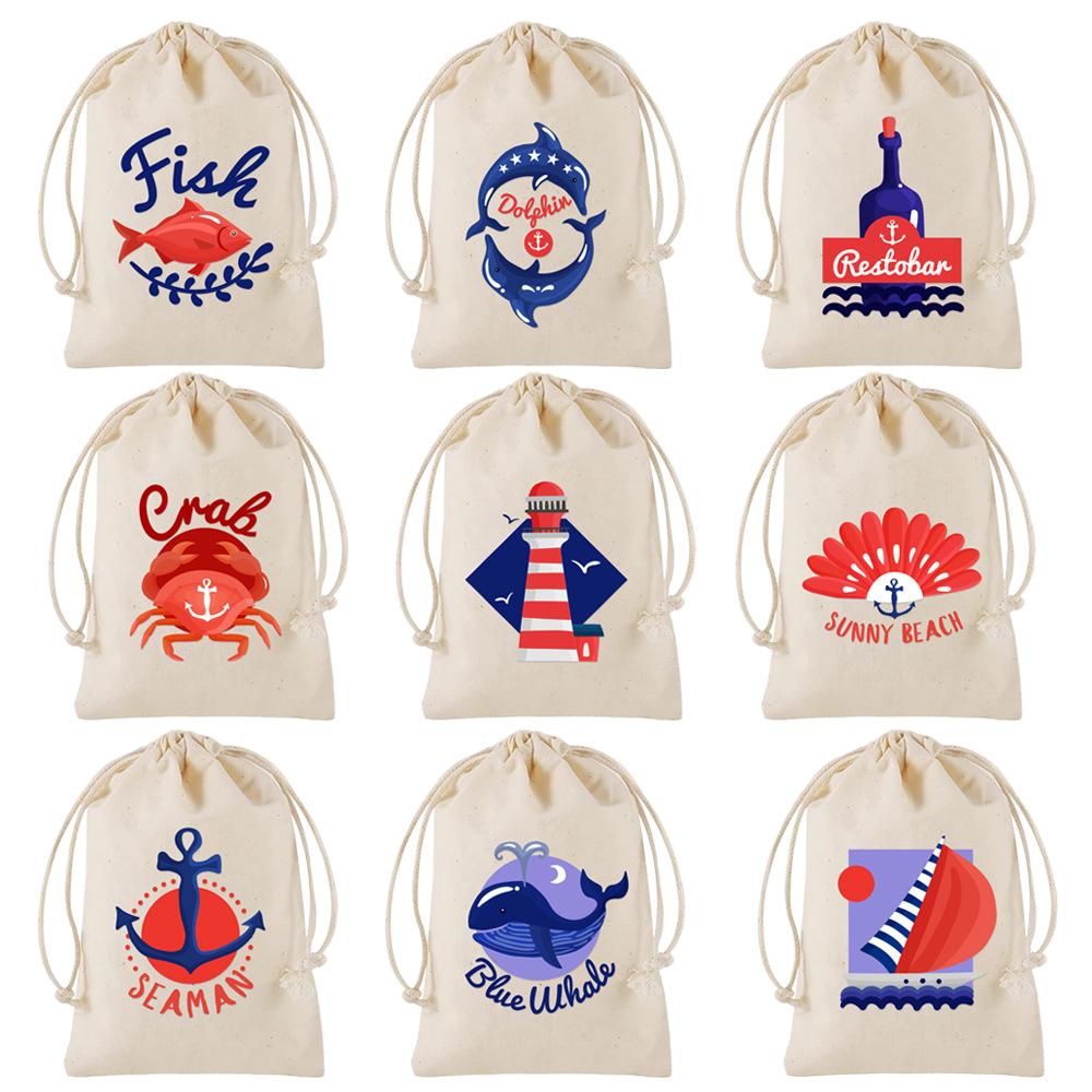 

9pcs Nautical Anchor Drawstring Gift Bags Children s Birthday Drawstring Bags Wedding Beach-themed Party Supplies Cloth Bags Drawstring Bags 9pcs 10*15cm