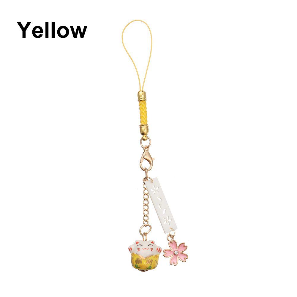 Lucky Cat Keychain Wrist Rope Phone Strap Lanyard Sakura Lucky Cat Phone Lanyard Anti-lost Lanyard