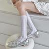 Japanese Pure Desire White Lace Calf Socks Women's Middle Tube Love Summer Thin Simple Thin Legs Ins Tide Outer Wear
